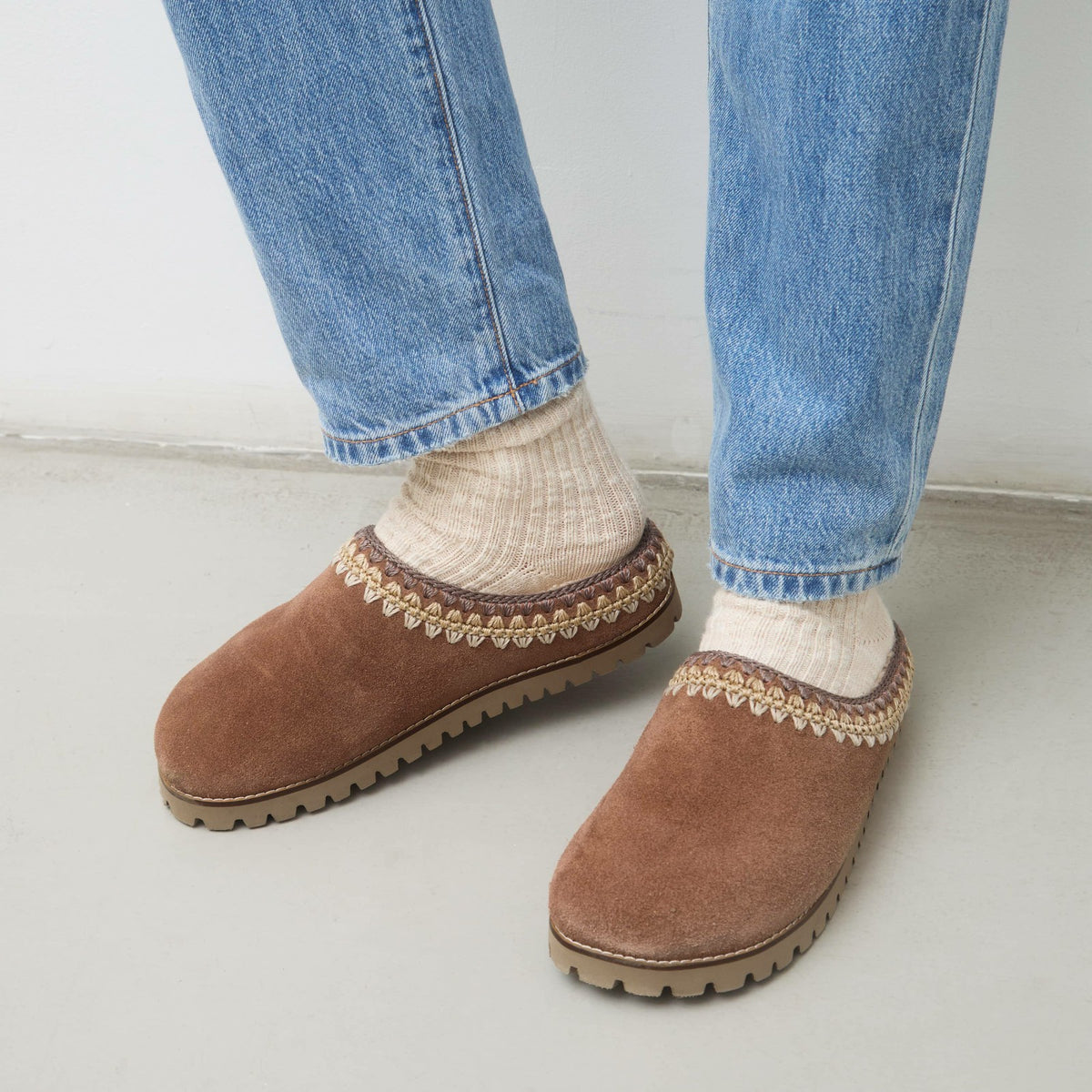 The Sak Bolinas Everyday Clog in Tobacco Shearling Suede