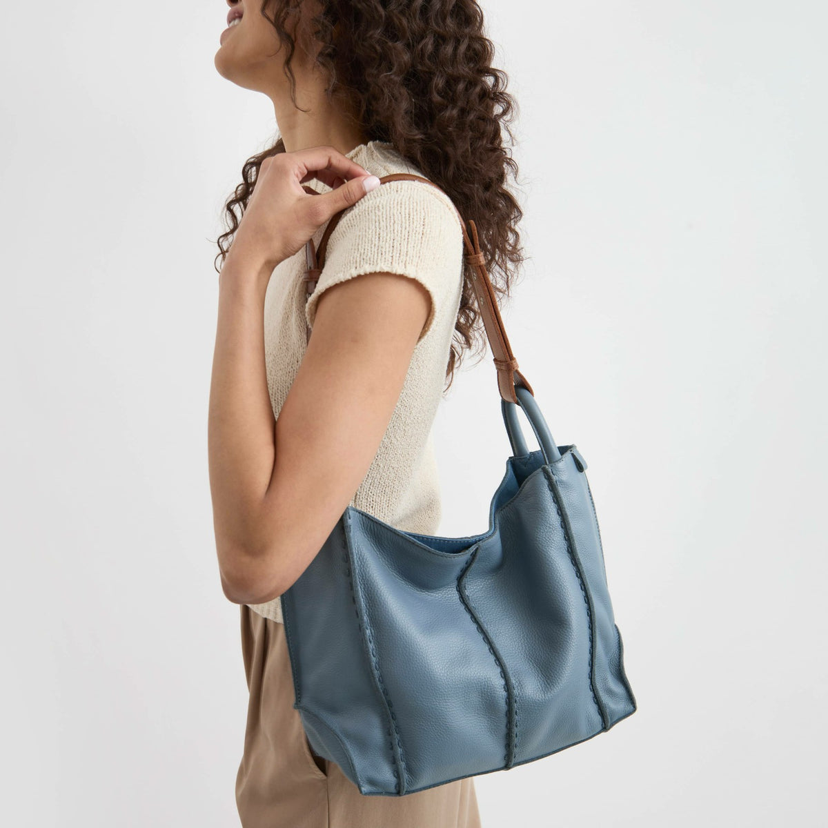 The Sak Los Feliz Medium Tote Bag in Maritime Leather