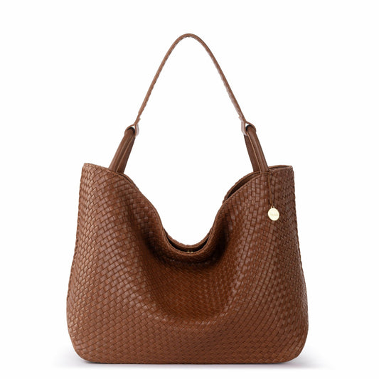 The Sak Los Feliz Large Tote Bag in Woven Cognac Leather