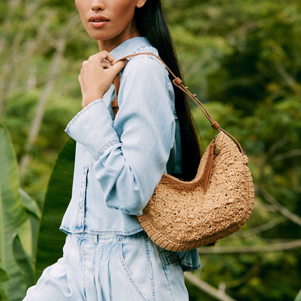 The Sak Tess Shoulder Bag in Natural Primrose Straw