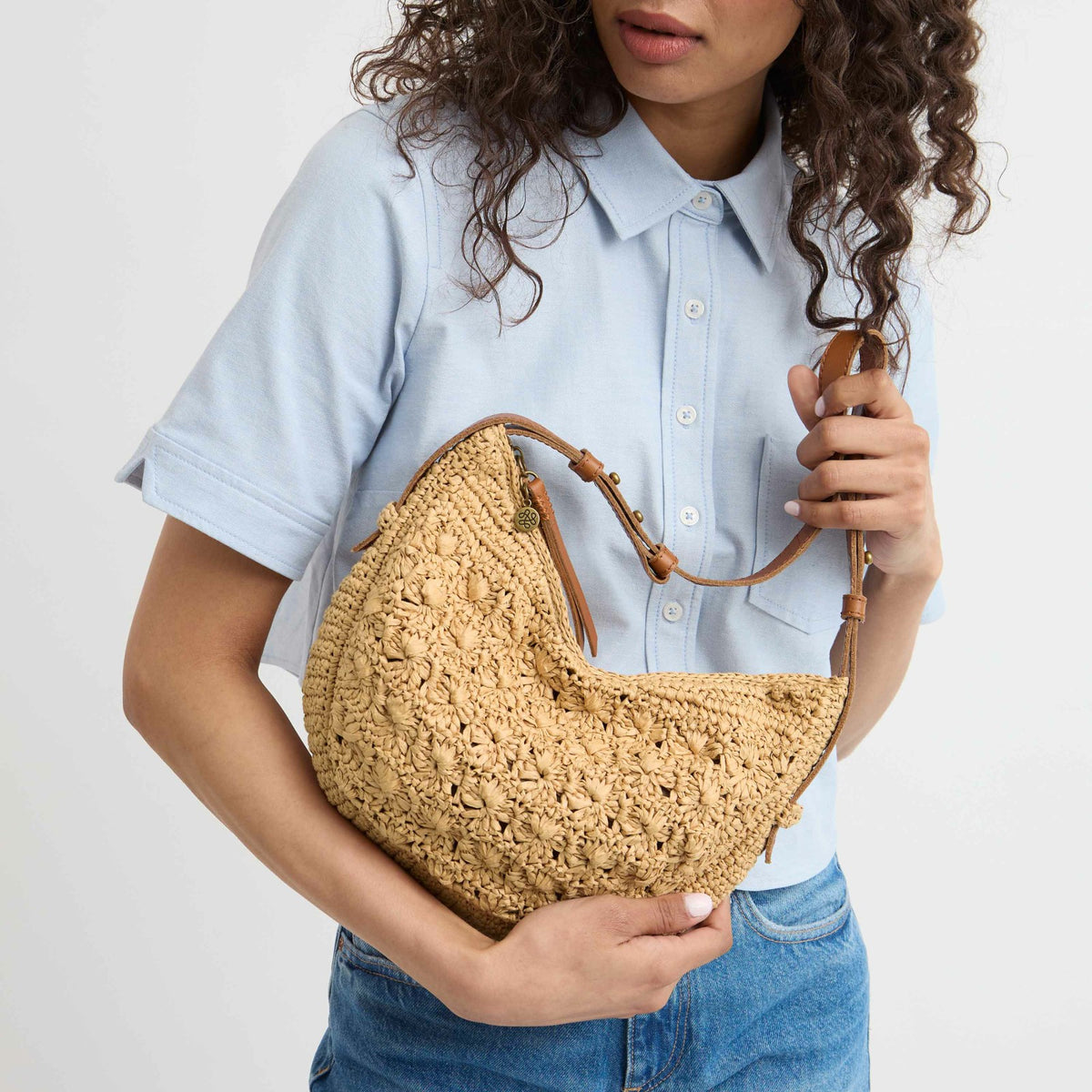 The Sak Tess Shoulder Bag in Natural Primrose Straw