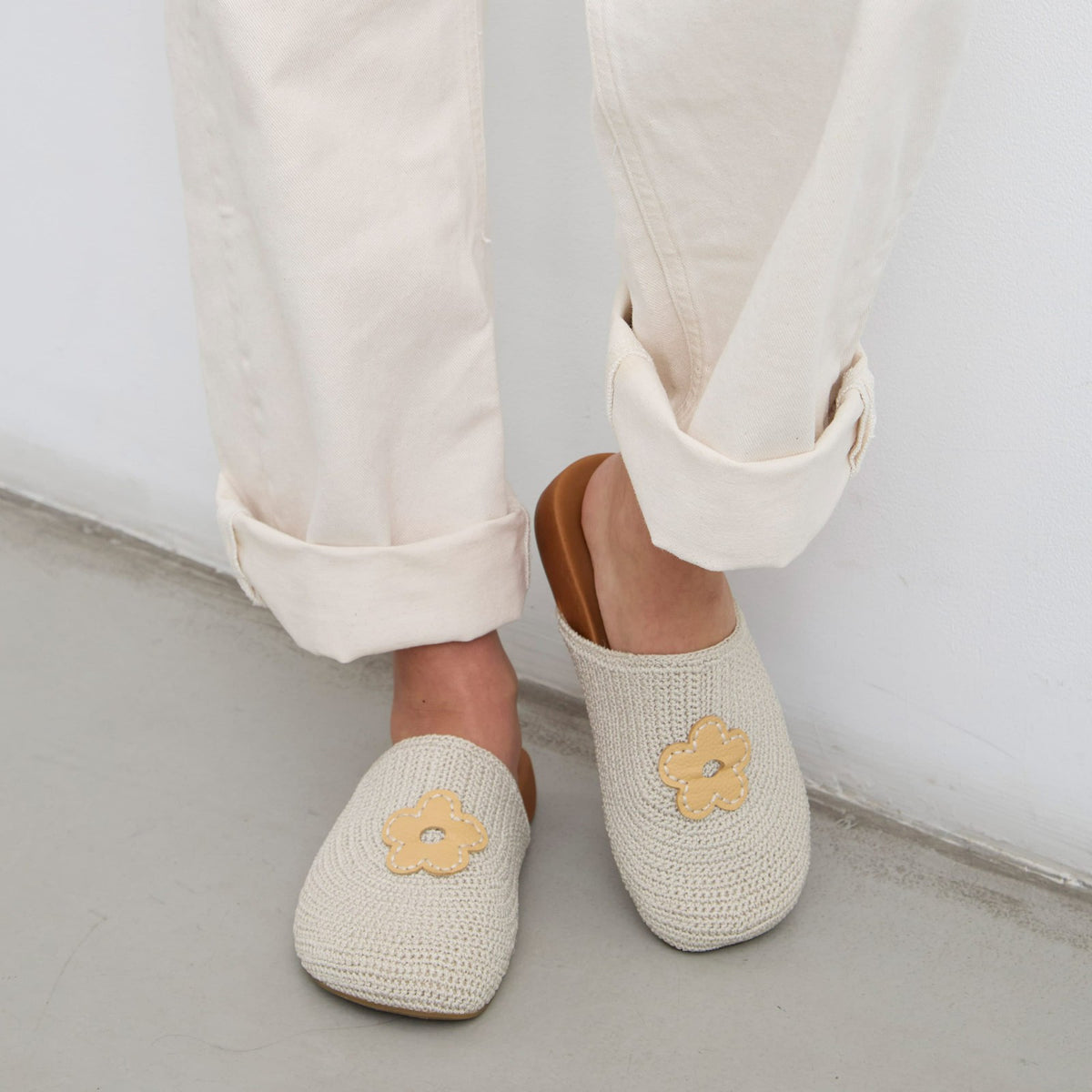 The Sak Bolinas Clog in Natural Buttercup Flower Crochet