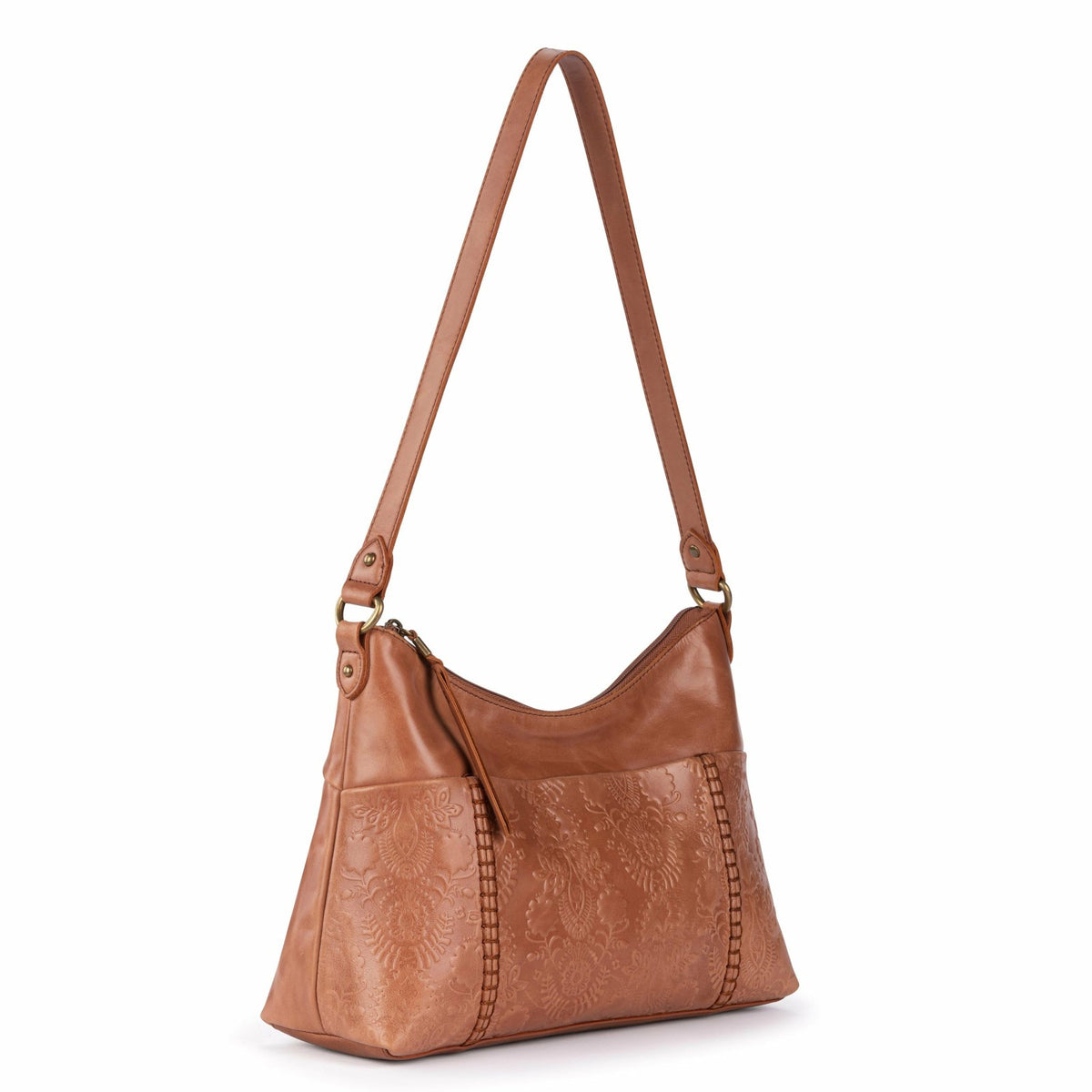 The Sak Melrose Shoulder Bag in Tobacco Floral Embossed Leather