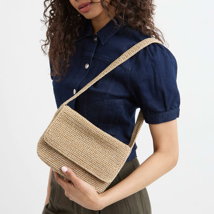 The Sak Marlow Flap Shoulder Bag in Bamboo Static Crochet