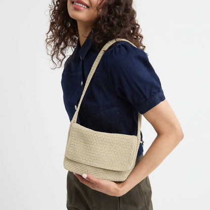 The Sak Marlow Flap Shoulder Bag in Ecru Crochet