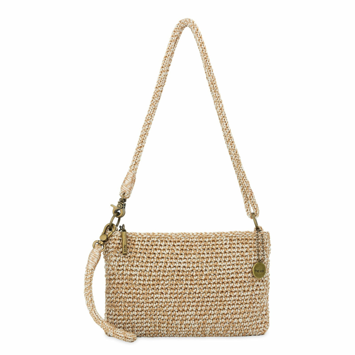 The Sak Vita Convertible Wristlet in Bamboo Static Crochet