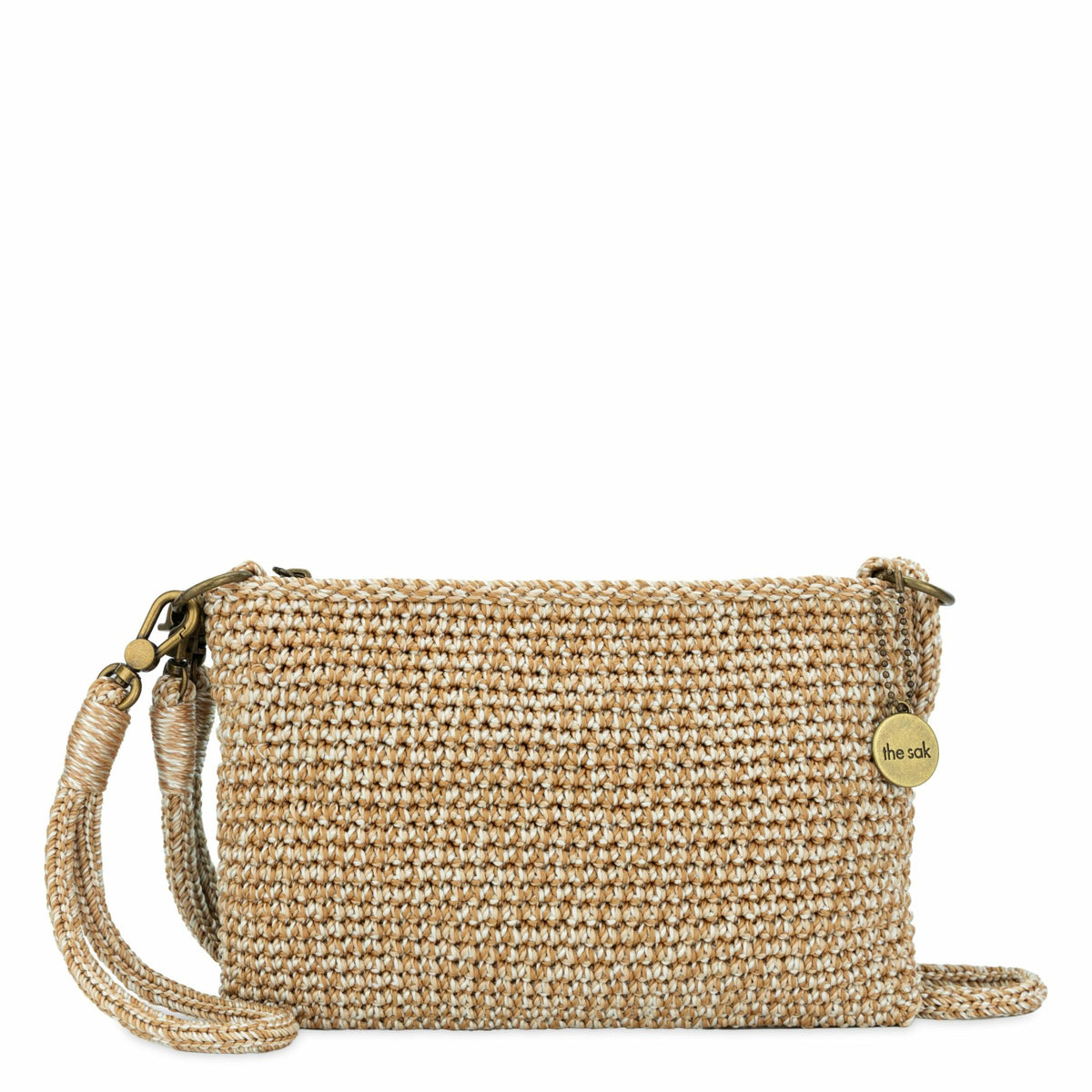 The Sak Vita Convertible Wristlet in Bamboo Static Crochet