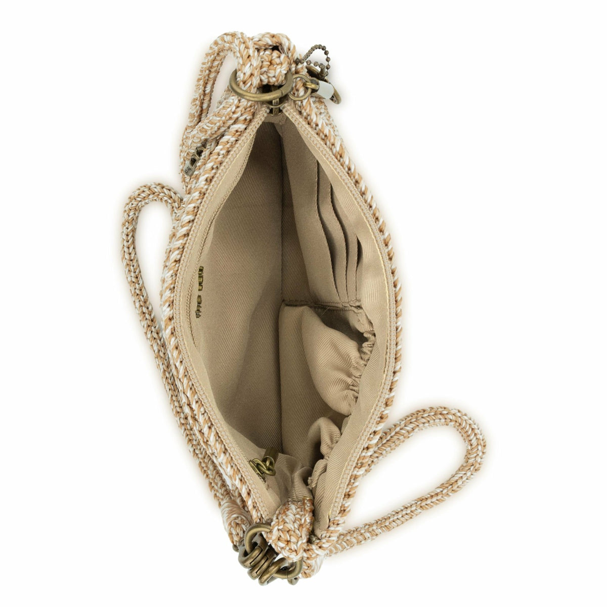 The Sak Vita Convertible Wristlet in Bamboo Static Crochet