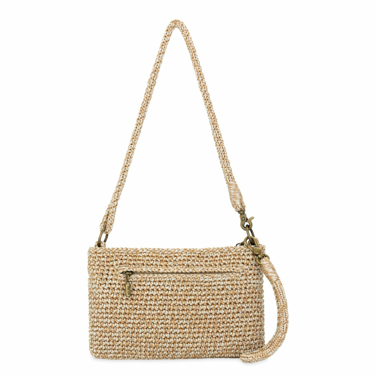 The Sak Vita Convertible Wristlet in Bamboo Static Crochet