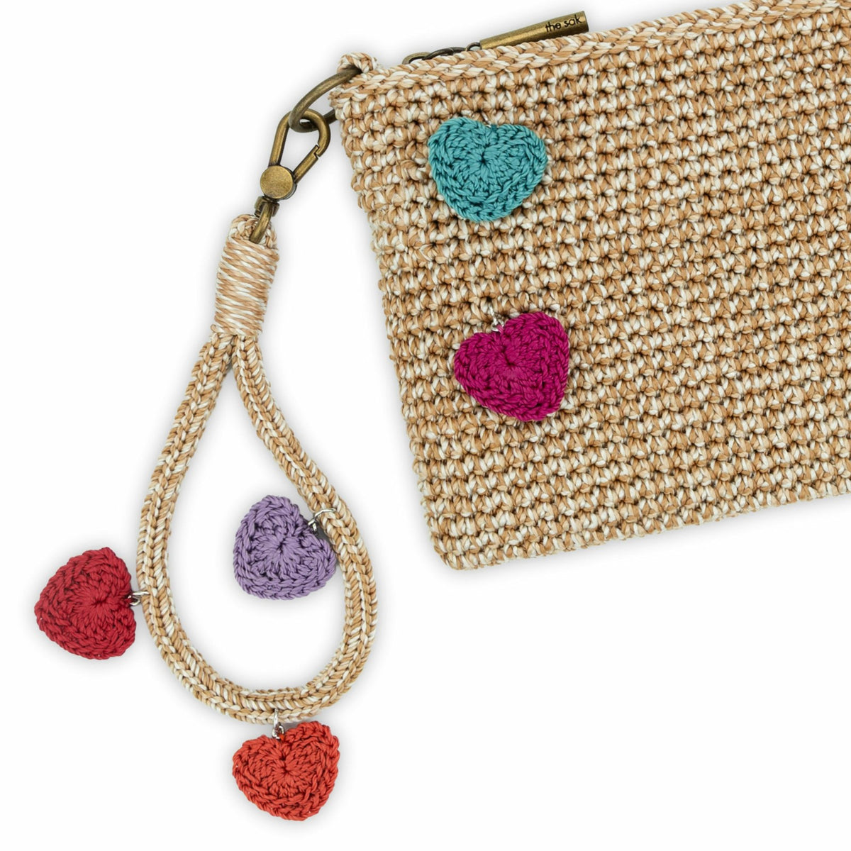 The Sak Vita Convertible Wristlet in Bamboo Static Crochet
