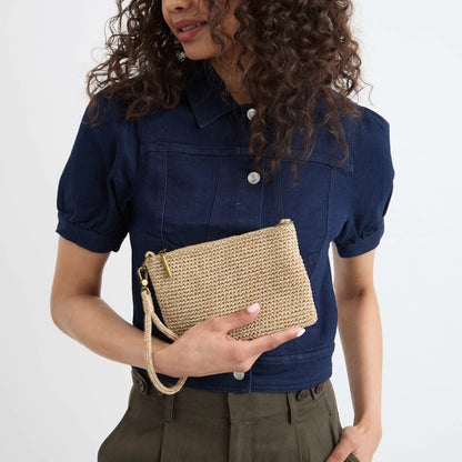 The Sak Vita Convertible Wristlet in Bamboo Static Crochet