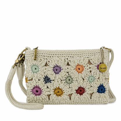 The Sak Vita Convertible Wristlet in Natural Multi Flowers Crochet