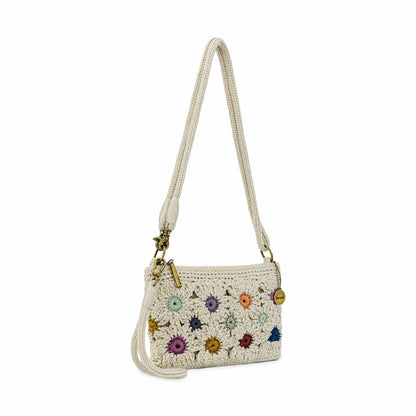 The Sak Vita Convertible Wristlet in Natural Multi Flowers Crochet