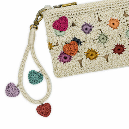 The Sak Vita Convertible Wristlet in Natural Multi Flowers Crochet