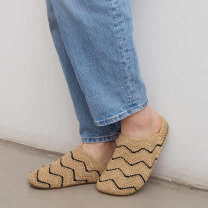 The Sak Bolinas Ripple Clog in Bamboo Black Ripple Crochet