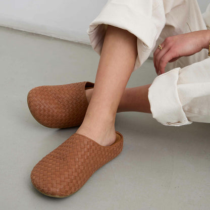 The Sak Bolinas Woven Clog in Woven Cognac Woven