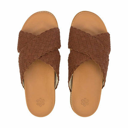 The Sak Penelope Sandal in Cognac Woven Leather