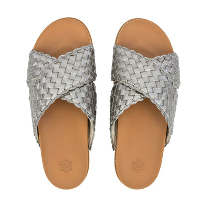 The Sak Penelope Sandal in Pyrite Woven Leather