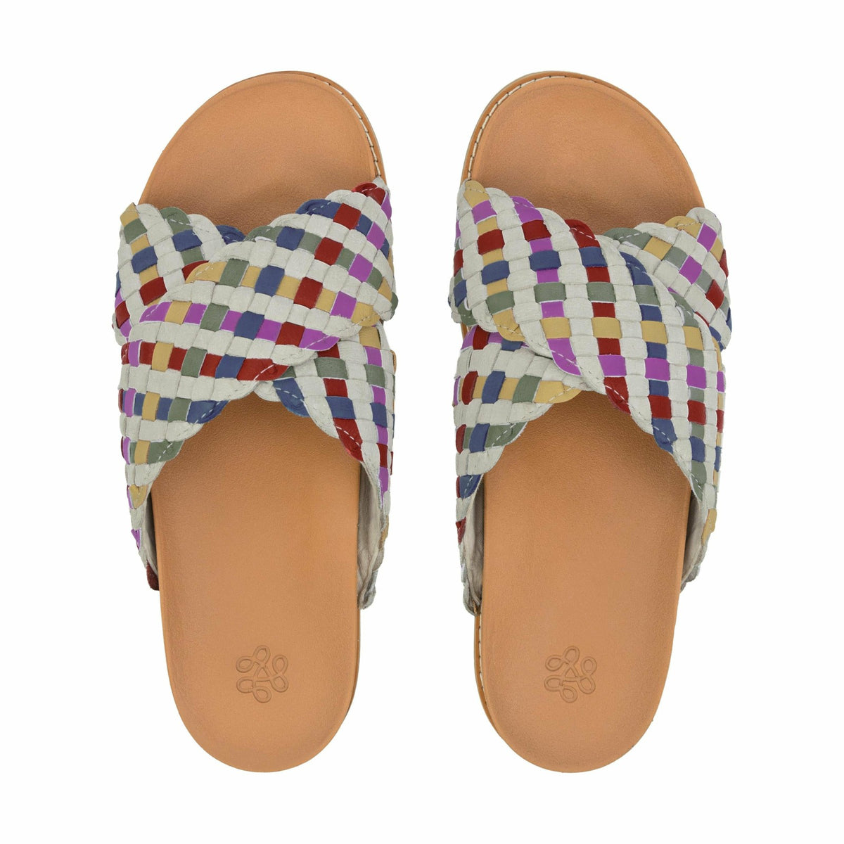 The Sak Penelope Sandal in Stone Multi Woven Leather