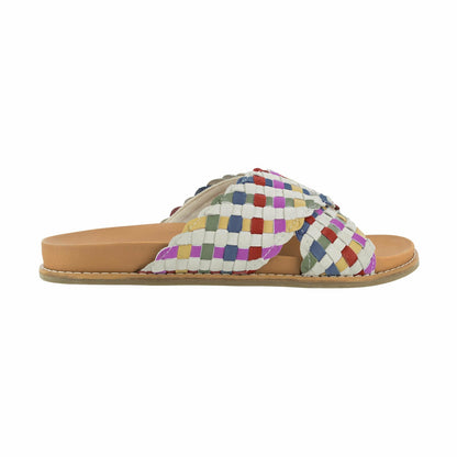 The Sak Penelope Sandal in Stone Multi Woven Leather
