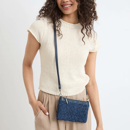The Sak Vita Convertible Wristlet in Denim Tonal Straw Crochet