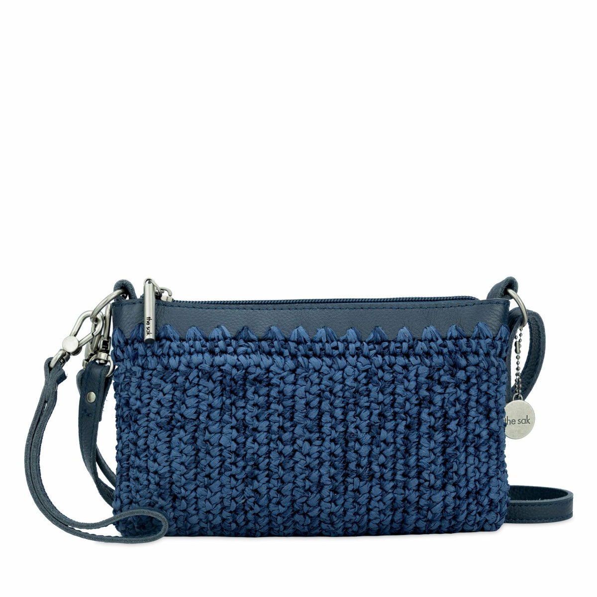 The Sak Vita Convertible Wristlet in Denim Tonal Straw Crochet