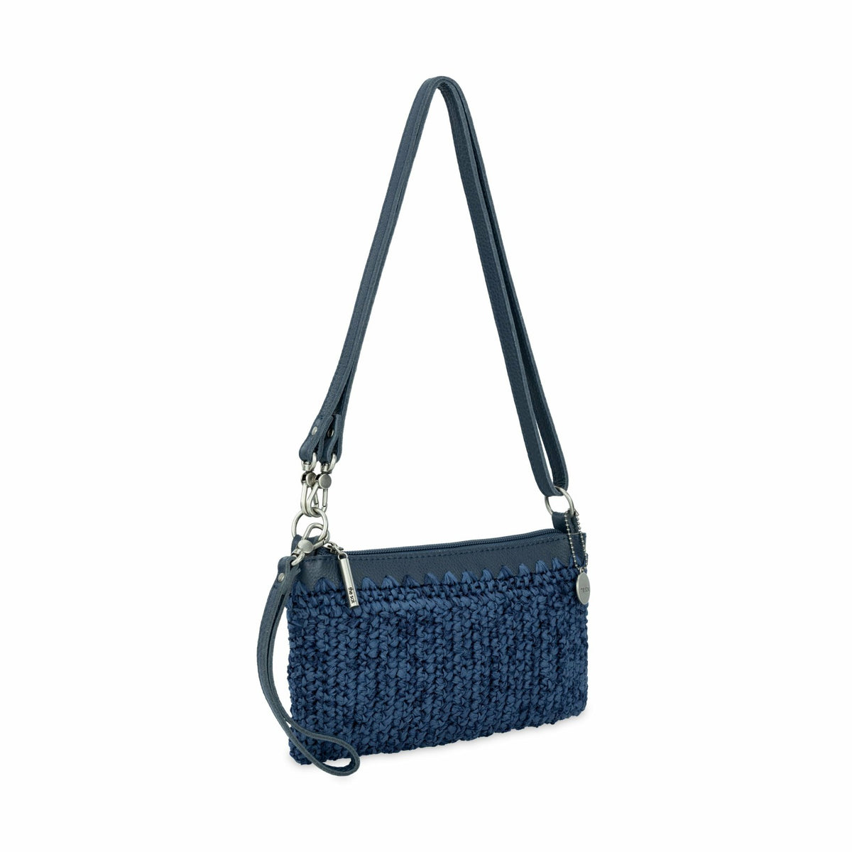 The Sak Vita Convertible Wristlet in Denim Tonal Straw Crochet