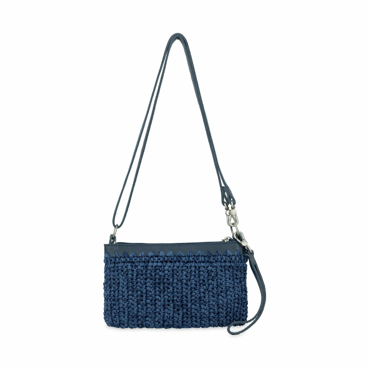 The Sak Vita Convertible Wristlet in Denim Tonal Straw Crochet