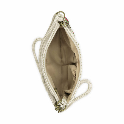 The Sak Vita Convertible Wristlet in Natural Strawberries Crochet