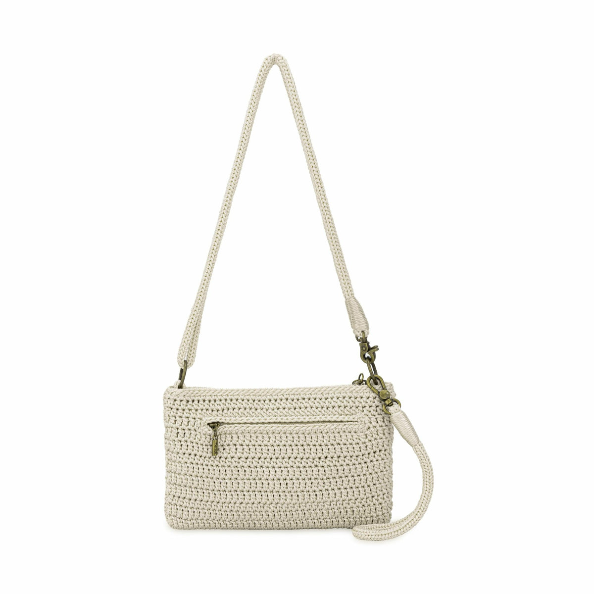 The Sak Vita Convertible Wristlet in Natural Strawberries Crochet