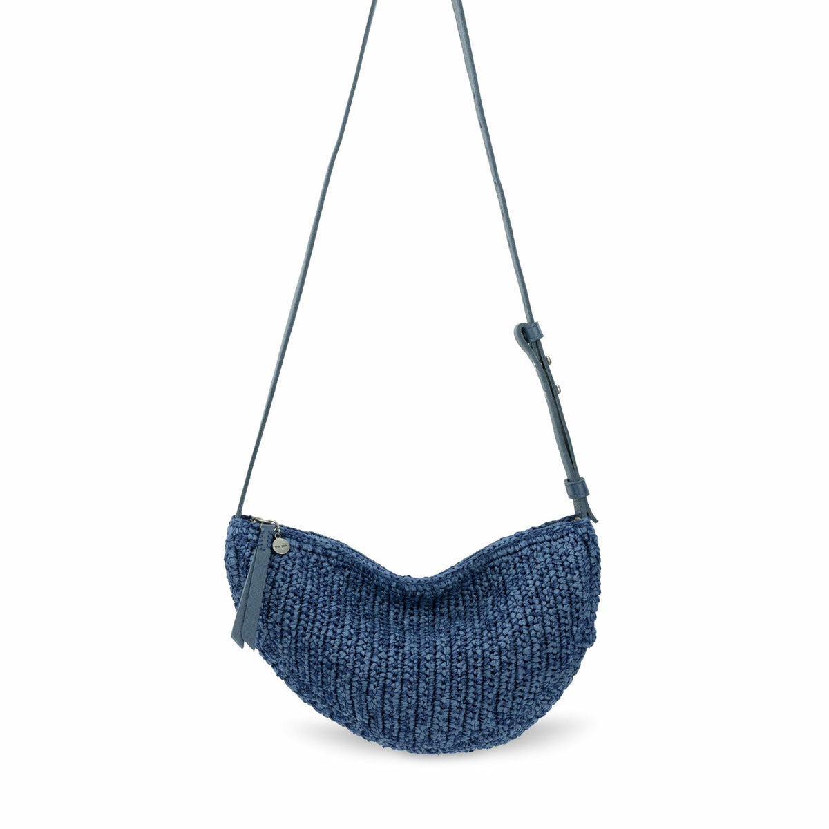 The Sak Tess Sling Bag in Denim Tonal Straw Crochet