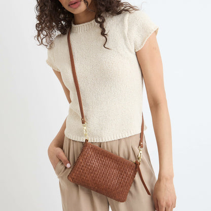 The Sak Vita Convertible Wristlet in Cognac Woven