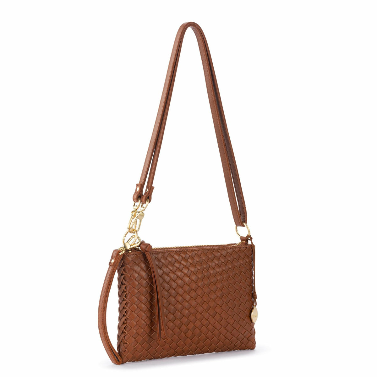 The Sak Vita Convertible Wristlet in Cognac Woven