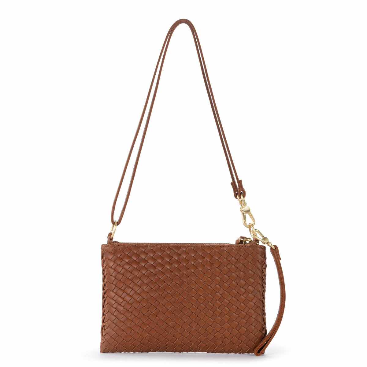 The Sak Vita Convertible Wristlet in Cognac Woven