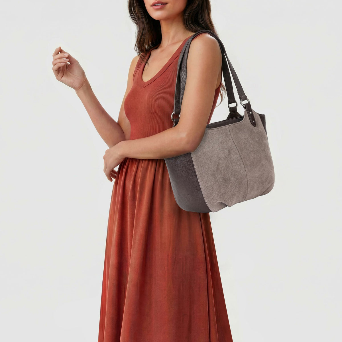 The Sak Bolinas Satchel - Leather - Mushroom Suede