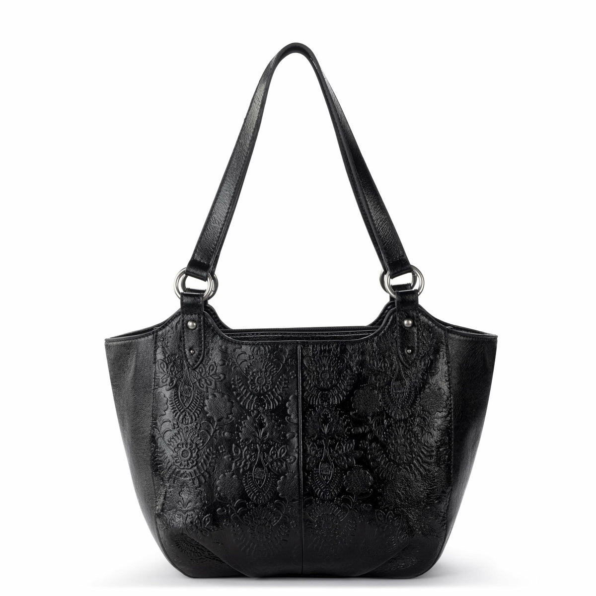 Black Floral Embossed,Leather