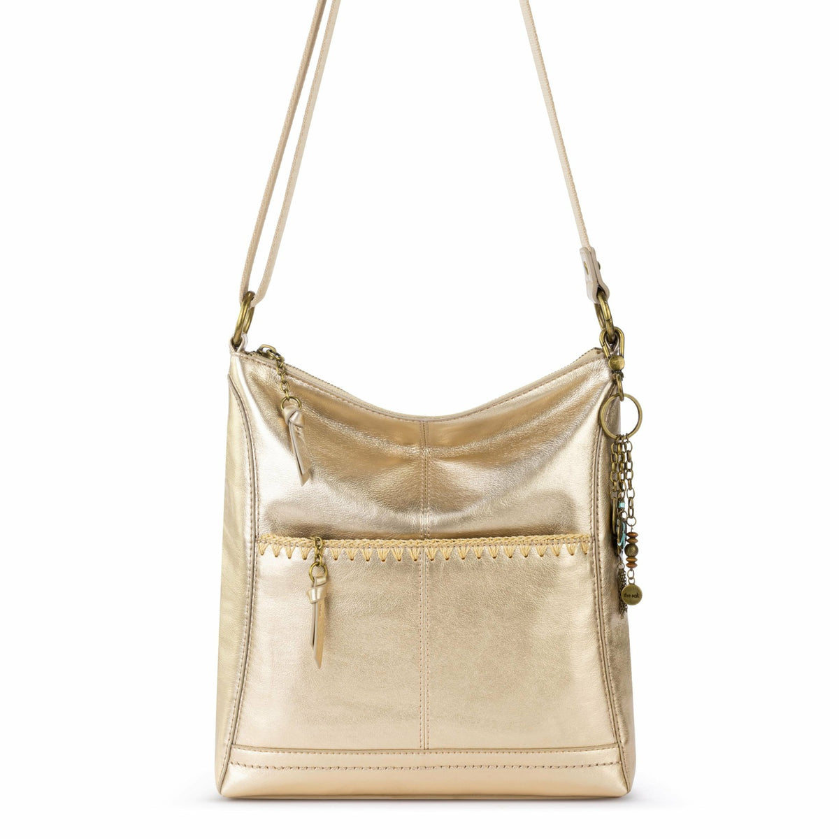 The Sak Lucia Crossbody Bag in Light Gold Leather