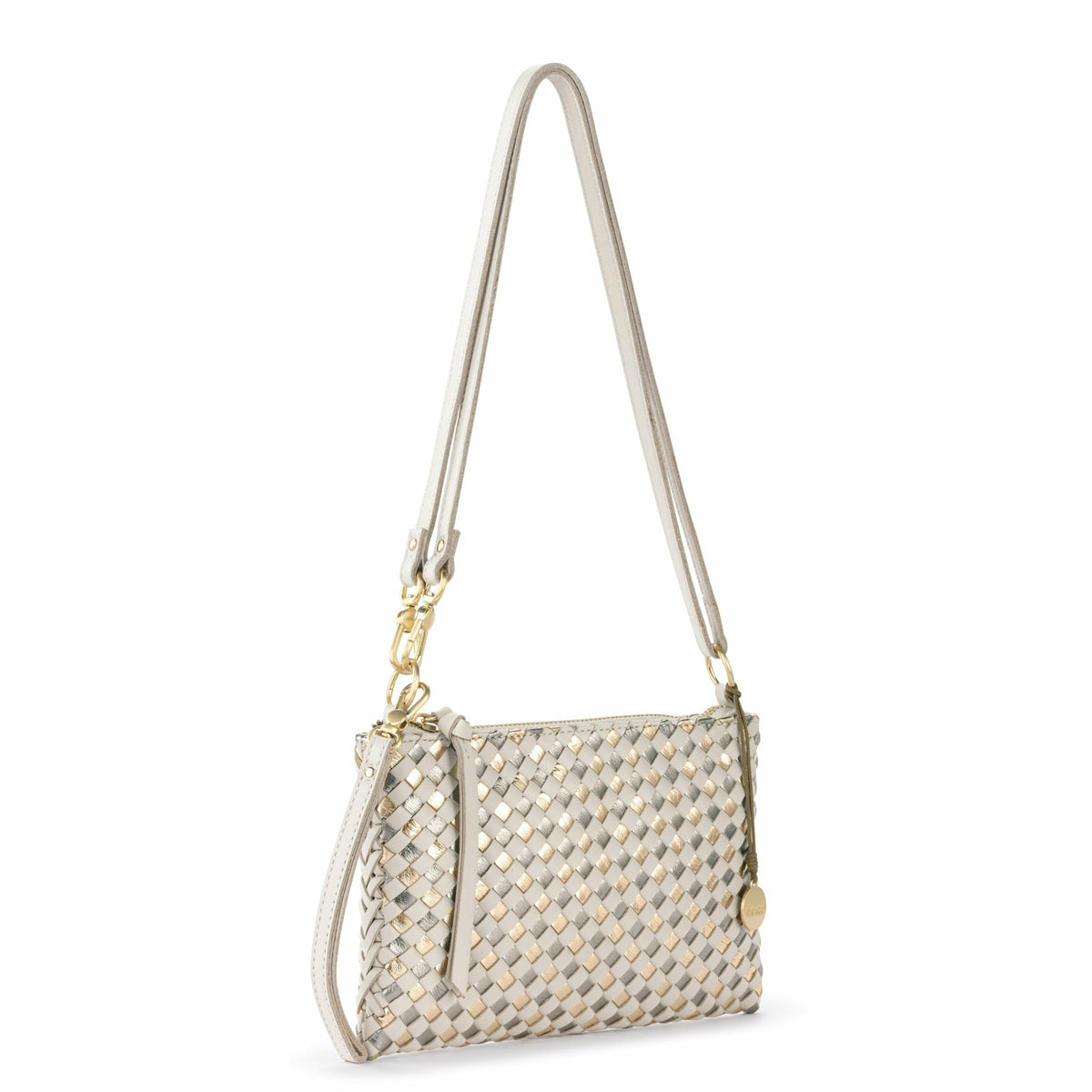 The Sak Vita Convertible Wristlet in Stone Metallic Woven
