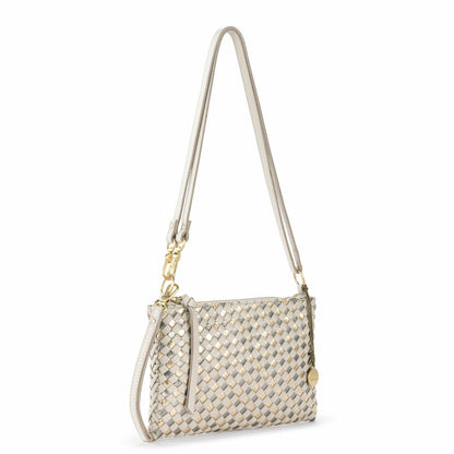 The Sak Vita Convertible Wristlet in Stone Metallic Woven