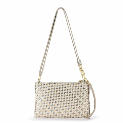 The Sak Vita Convertible Wristlet in Stone Metallic Woven