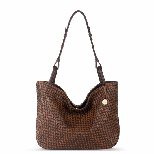The Sak Los Feliz Medium Tote Bag in Mahogany Cognac Woven