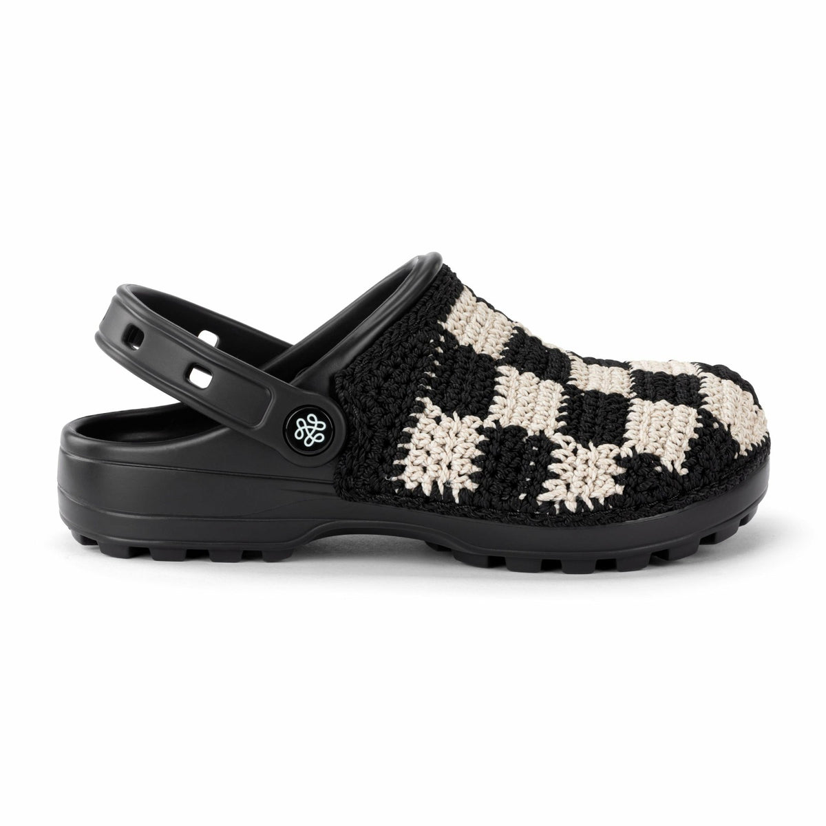 The Sak Bolo Clog in Black Check Crochet