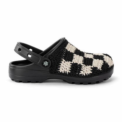 The Sak Bolo Clog in Black Check Crochet
