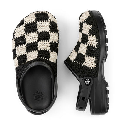 The Sak Bolo Clog in Black Check Crochet