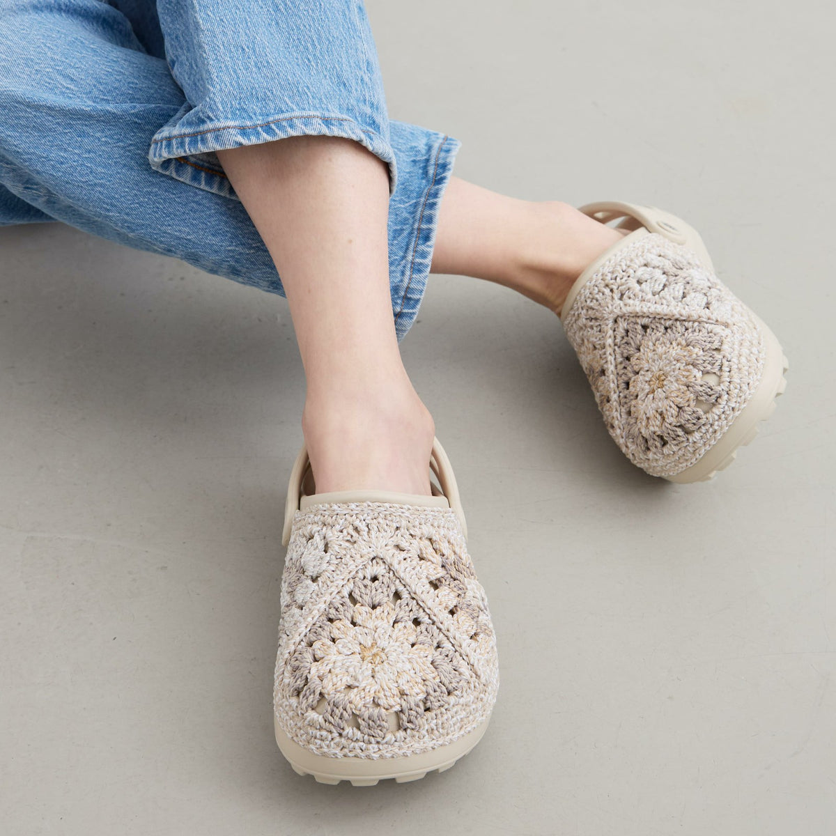 The Sak Bolo EVA Clog in Sand Patch Crochet
