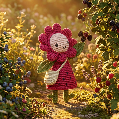 The Sak Sunbudz Sunflower Dangle in Berry Boo Crochet
