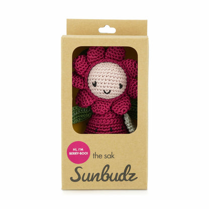 The Sak Sunbudz Sunflower Dangle in Berry Boo Crochet