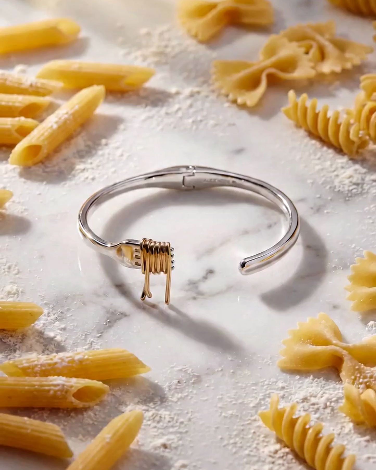 Pasta Girl Spaghetti Fork Cuff Two Tone