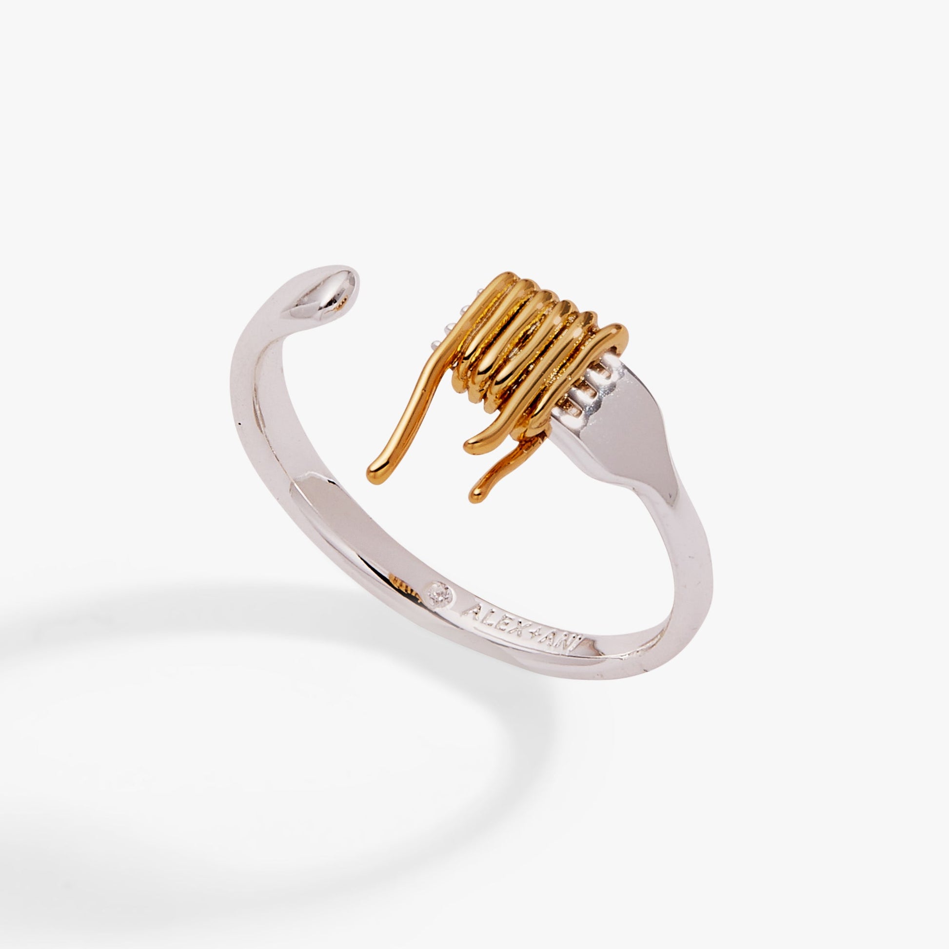 Pasta Girl Spaghetti Fork Ring Two Tone