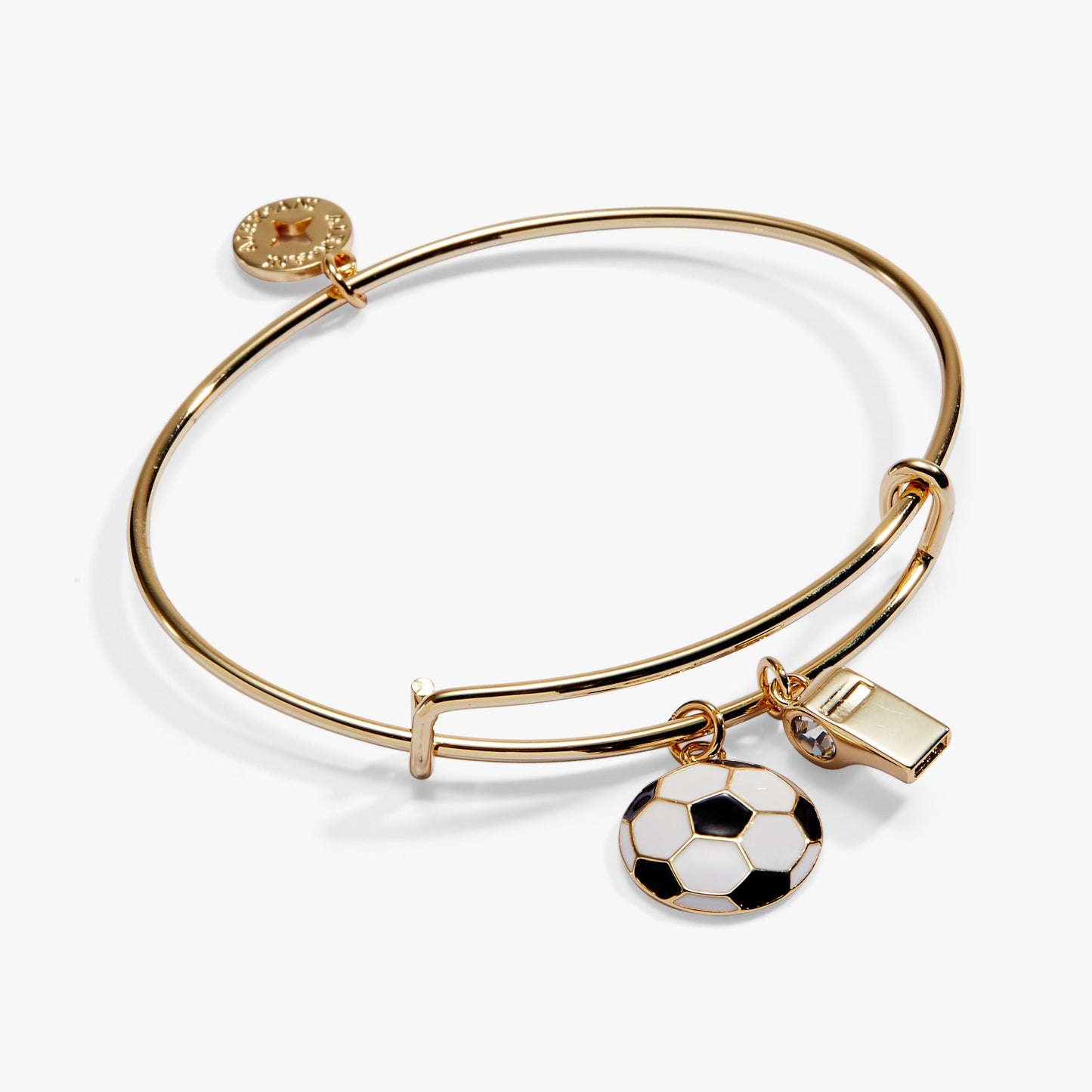 Soccer & Whistle Charm Bangle Gold